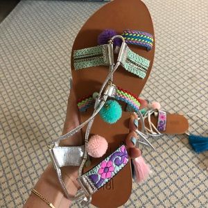 ASOS wrap around multi colored sandals